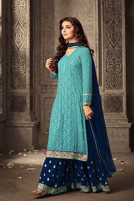 Fancy Embroidery Foil Paper Worked Salwar Kameez Plazzo Pakistani Eid-Ramadan Party Wear Suits