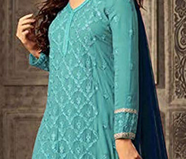 Fancy Embroidery Foil Paper Worked Salwar Kameez Plazzo Pakistani Eid-Ramadan Party Wear Suits