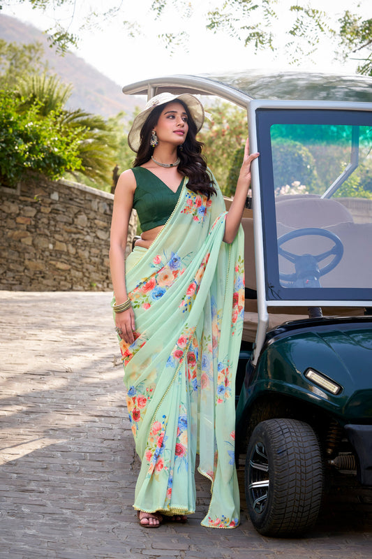 Ready made Sari With Blouse Latest Indian Wedding Reception Party Wear Sari