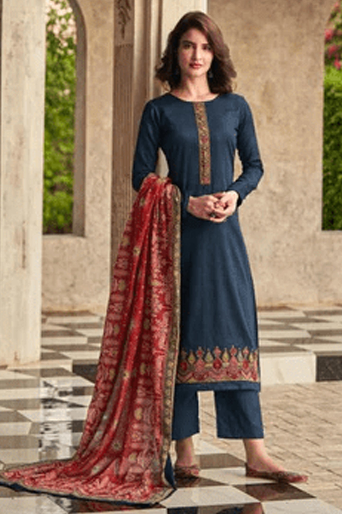 Nikah Wear Heavy Embroidery Work Pure Cotton Salwar Kameez Pant Suit's