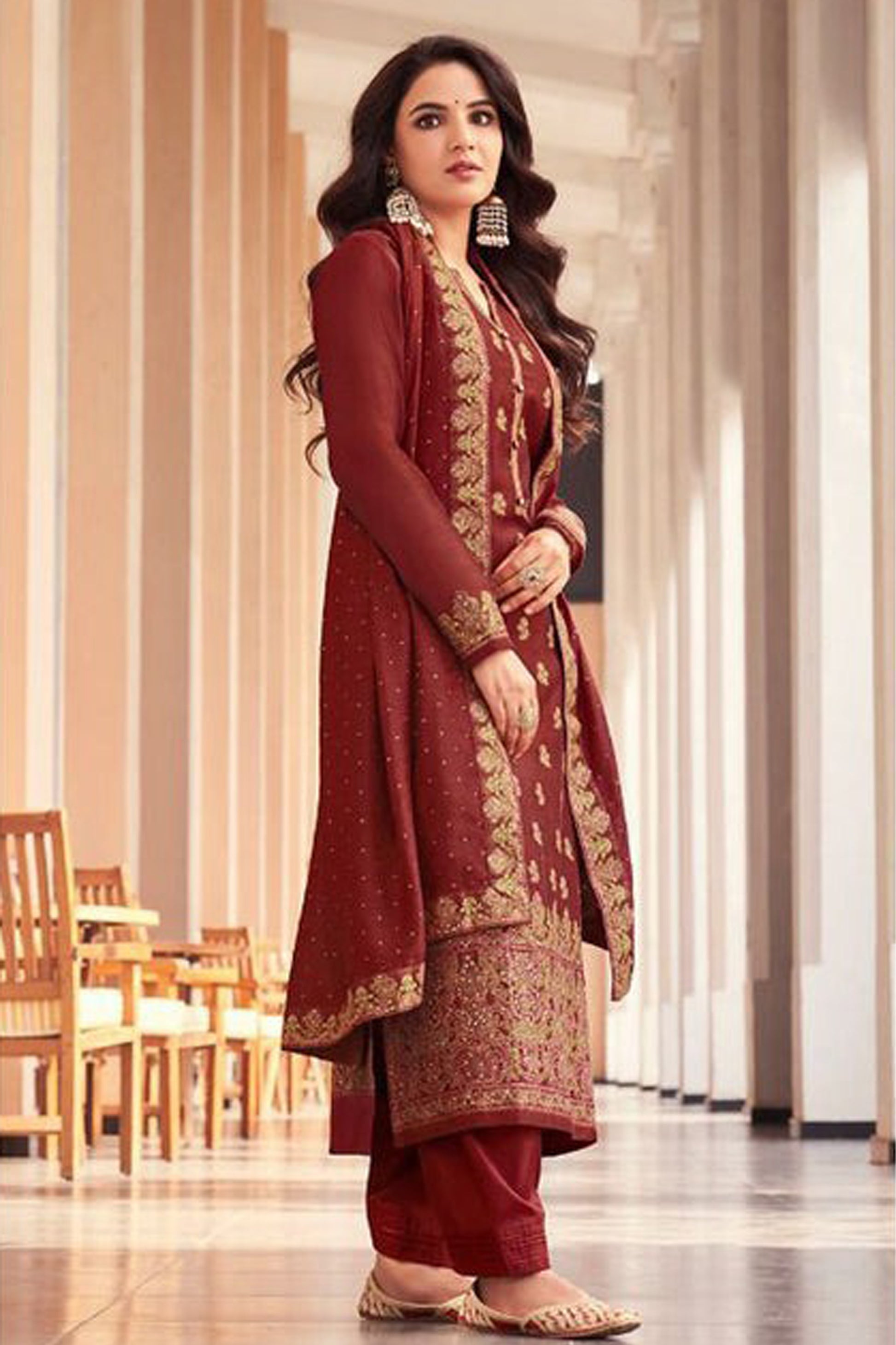 Stylish Attractive Designer Georgette Fabric Salwar Kameez Dresses
