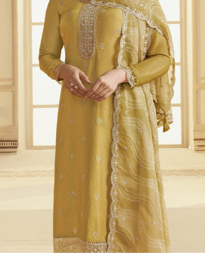 Pakistani Designer Salwar kameez Palazzo Suit With Organza Dupatta