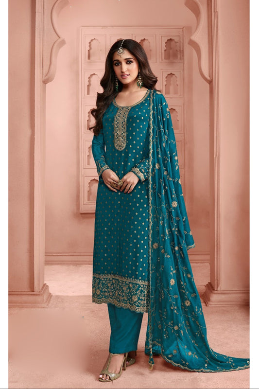 Heavy Trendy Embroidery Work Shalwar Kameez Palazzo-pant Suits With Heavy Dupatta For Woman's