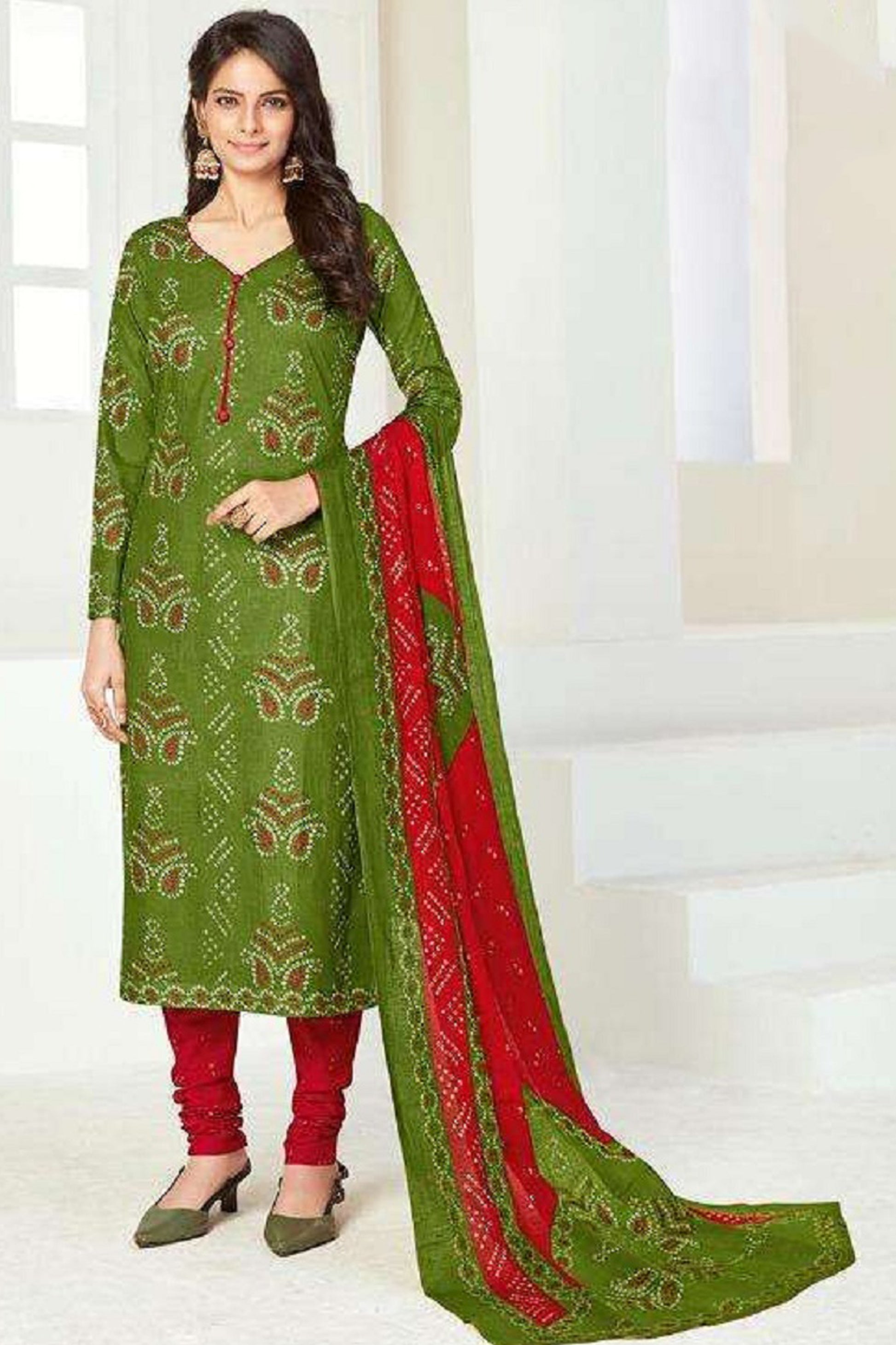 Indian Pakistani Regular Wear Cotton Salwar Kameez Dress With Dupatta