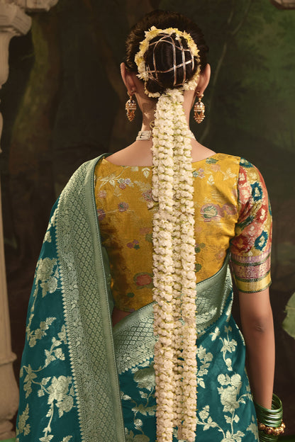 South Asian Festive Wear Sari Heavy Silk Fabric Event Wear Saree