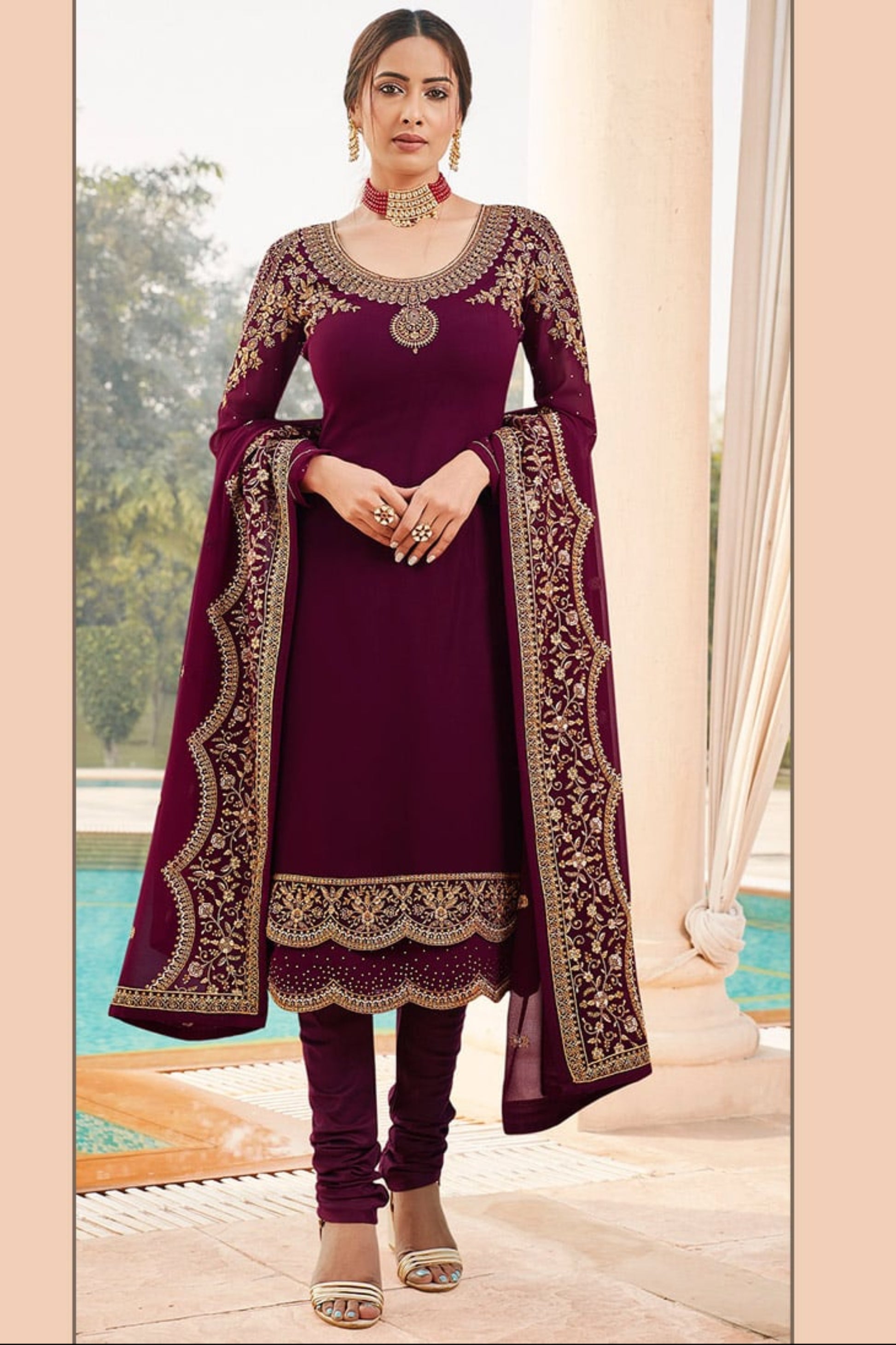 Indian Designer Event Party Wear Readymade Churidar Salwar Kameez