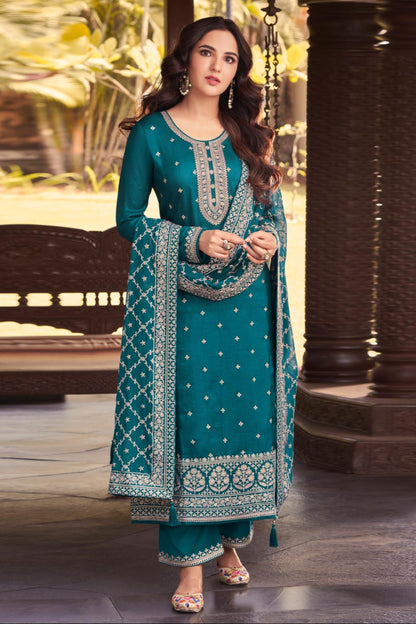 Designer Indian Traditional Wear Embroidery Worked Salwar Kameez Trending Pant Suits In USA
