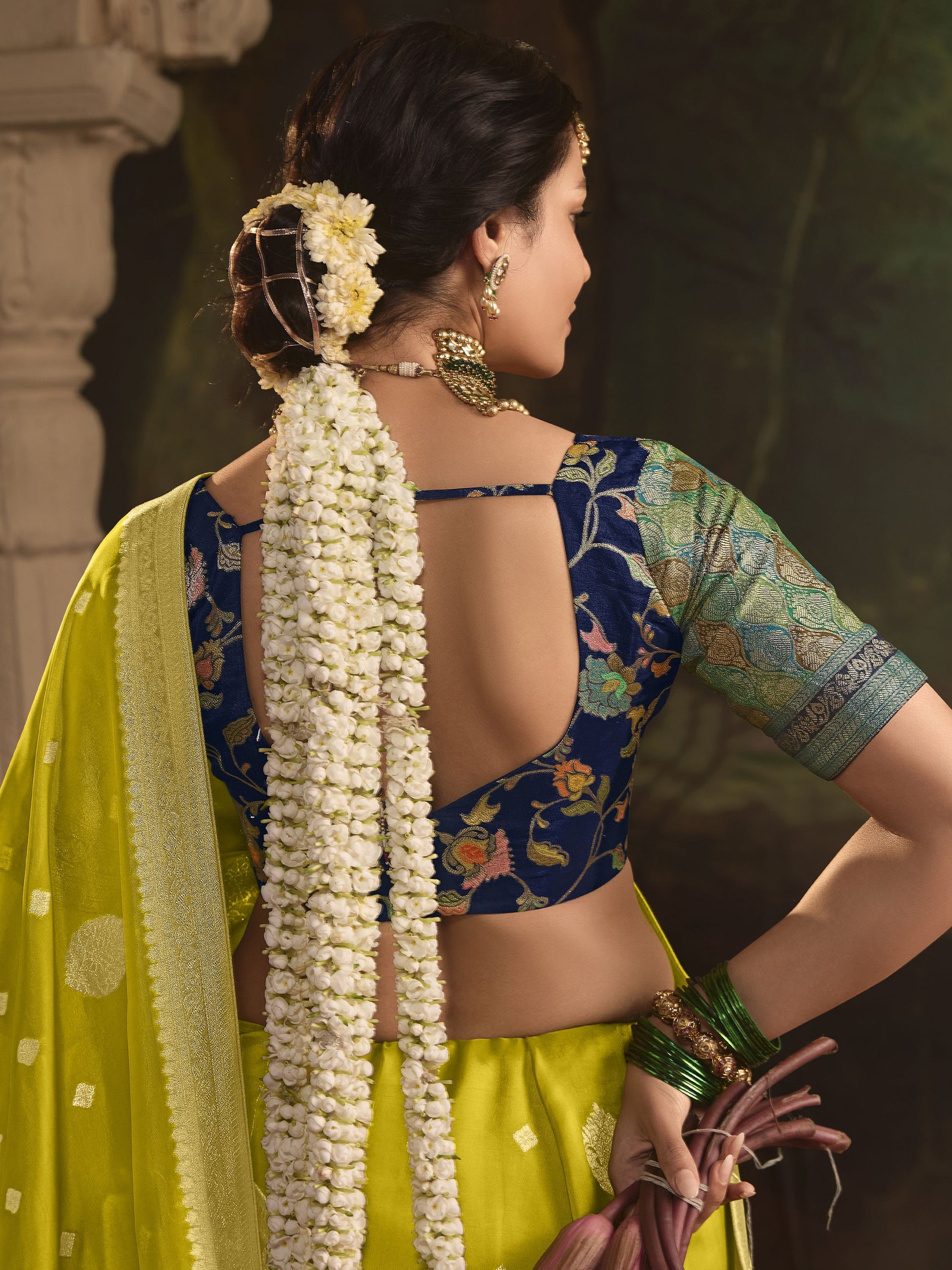 Saree For Desi Events USA Lemon Yellow Color Heavy Sari With Readymade Blouse