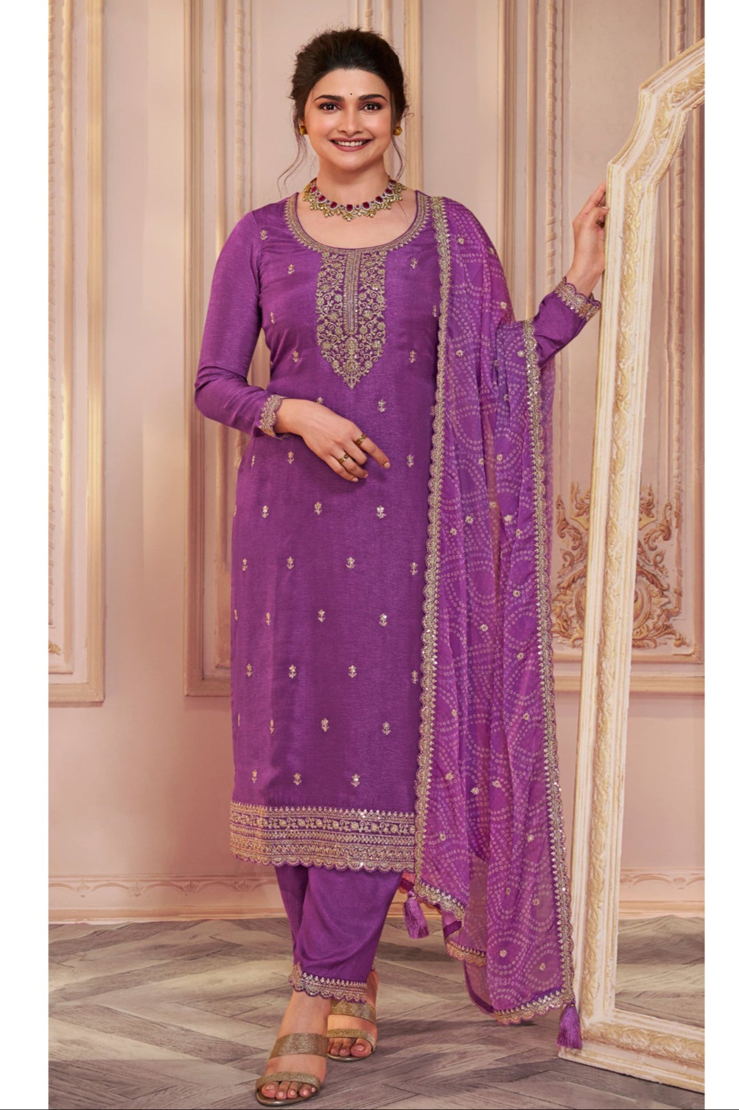 Women's Wear Beautiful Ready Made Heavy Embroidery Work Salwar Kameez Pant Suits