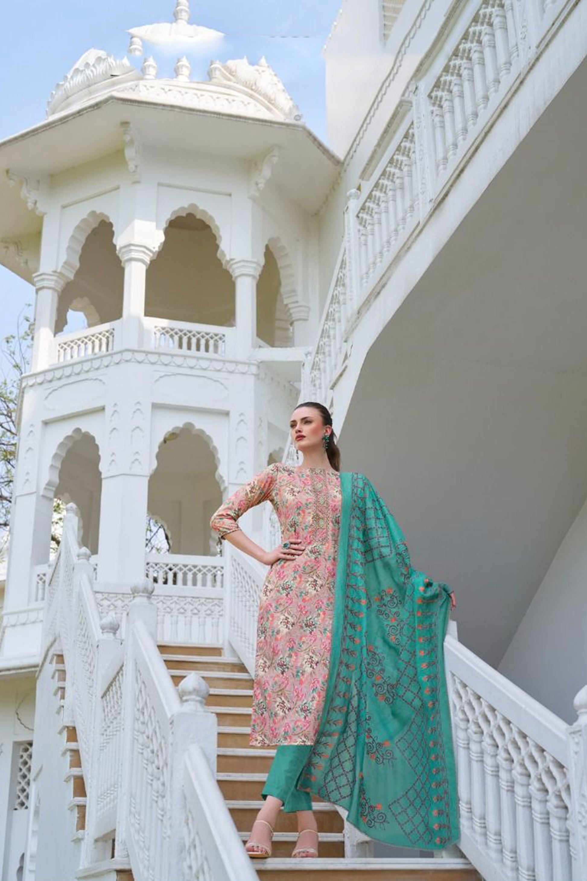 Casual Cotton Ethnic Wear Printed Work Shalwar Kameez Pant With Dupatta Suits