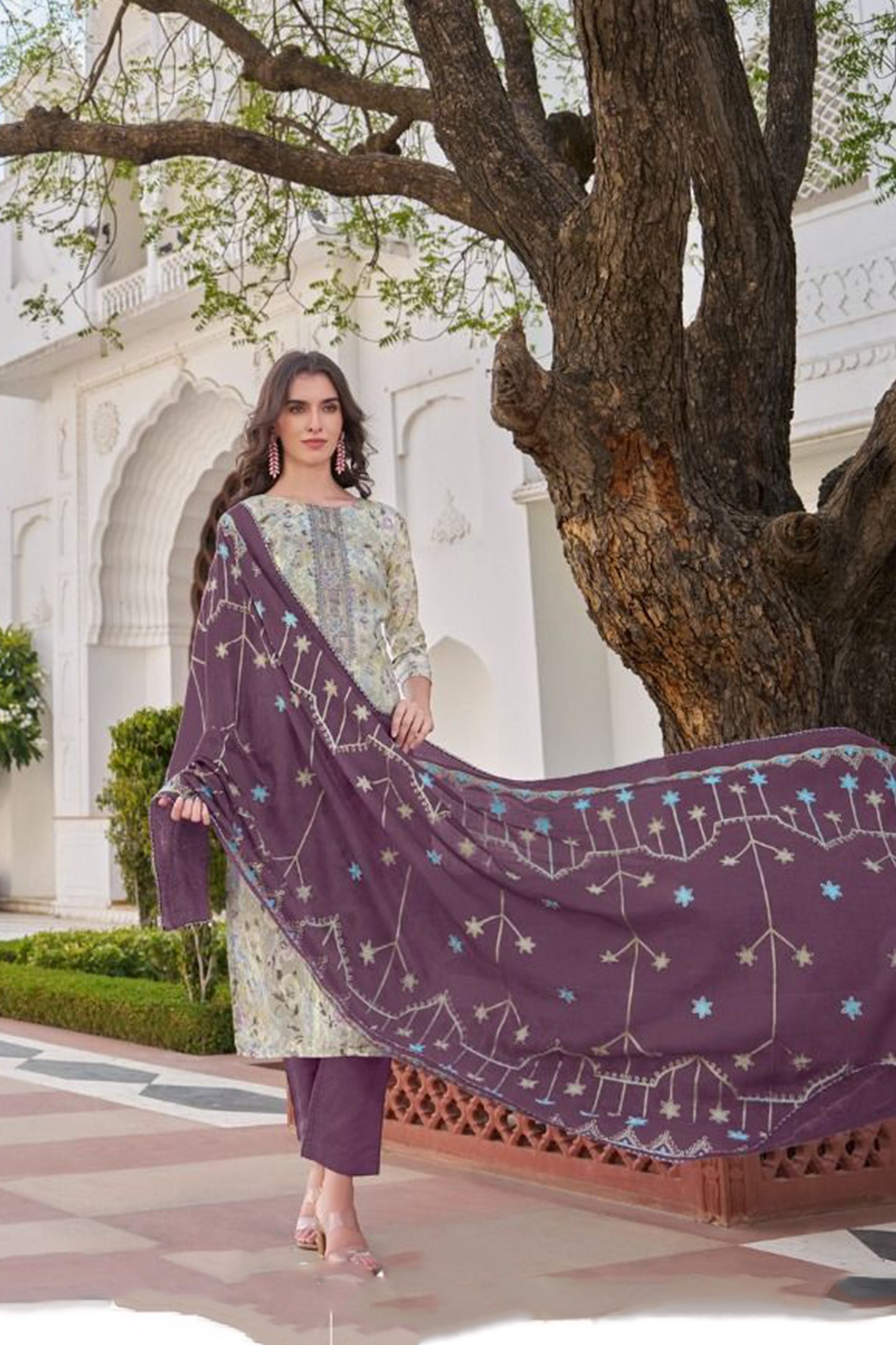 Casual Cotton Ethnic Wear Printed Work Shalwar Kameez Pant With Dupatta Suits