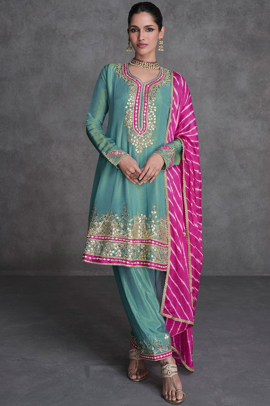 Heavy Embroidery Work Wedding Wear Salwar Kameez Palazzo Suits