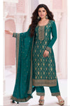 New Green Color Embroidery Work Bridal Look Shalwar Kameez Suits