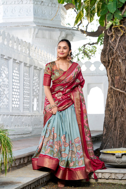 Indian Pakistani Traditional Wear Lehenga Blouse with Dupatta