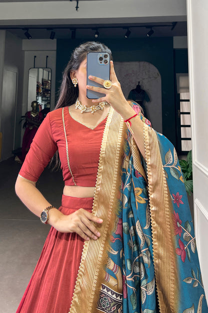 Awesome Orange Color Designer Readymade Lehenga Choli With Dupatta