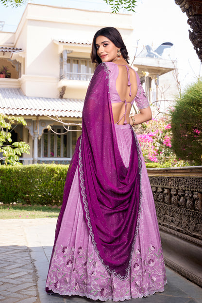 Custom Stitched Embroidered Silk Lehenga Choli Dupatta Wedding Wear