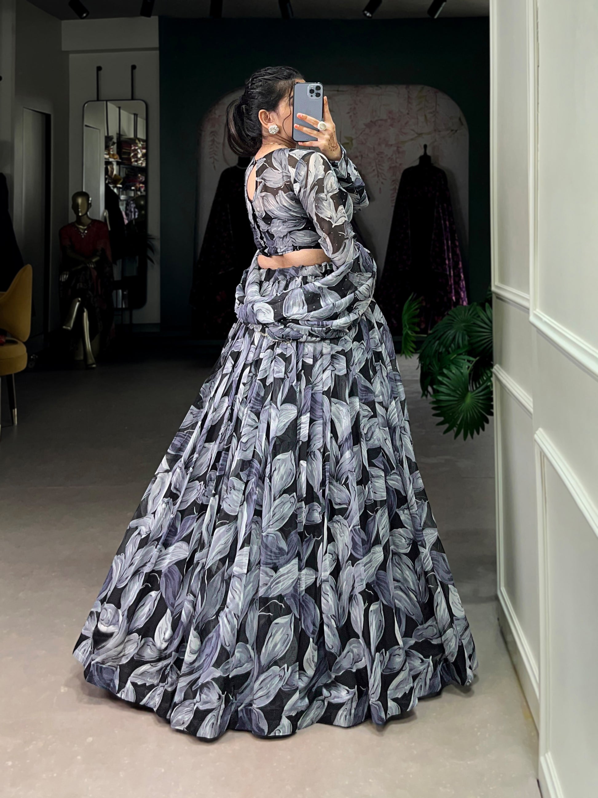 Indian Stylish Dola Silk Embroidery Work Lehenga Choli With Net Dupatta