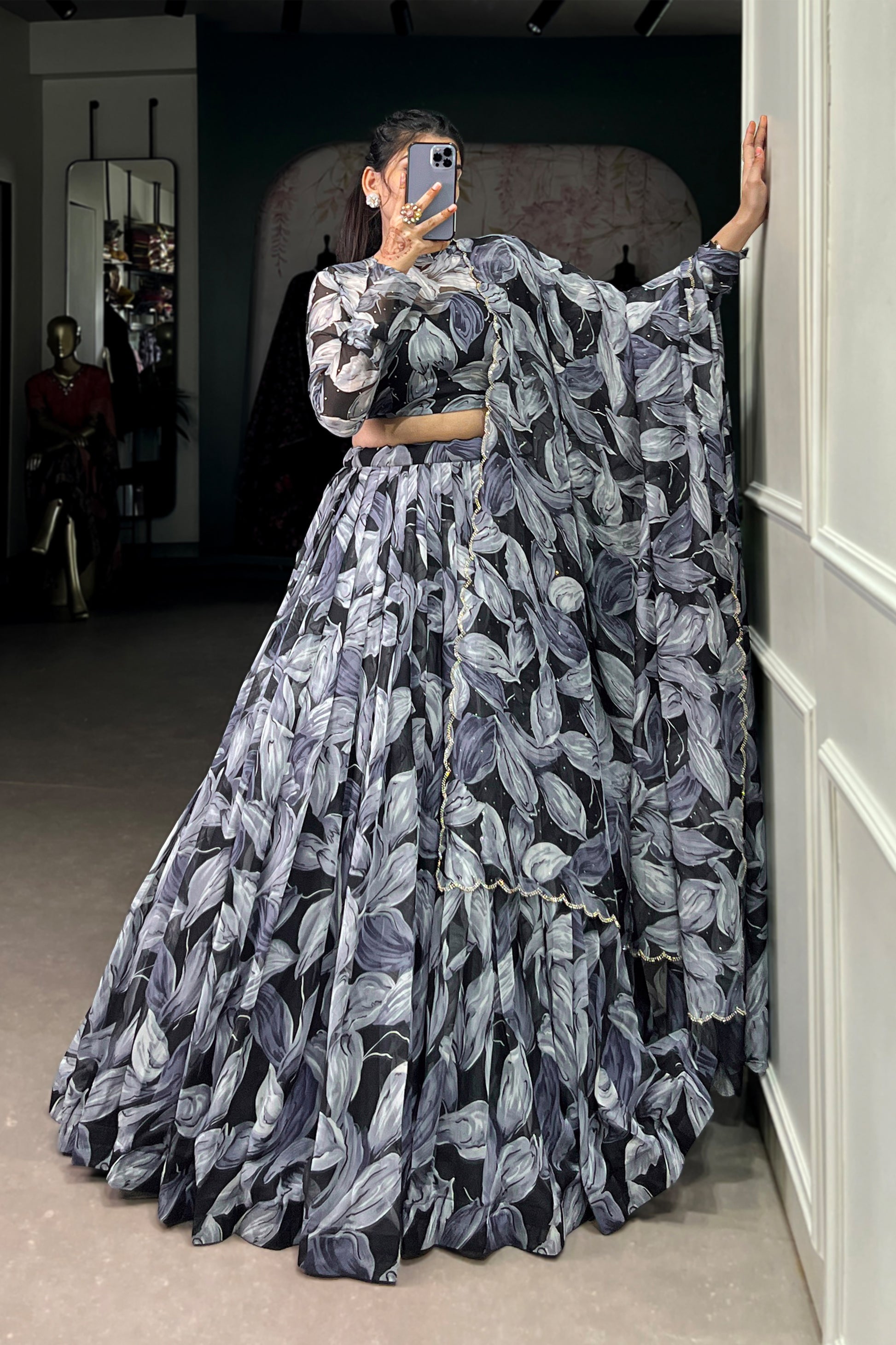 Indian Stylish Dola Silk Embroidery Work Lehenga Choli With Net Dupatta