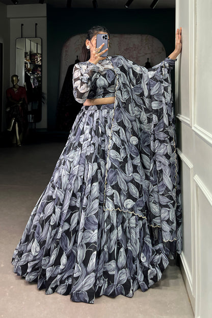 Indian Stylish Dola Silk Embroidery Work Lehenga Choli With Net Dupatta