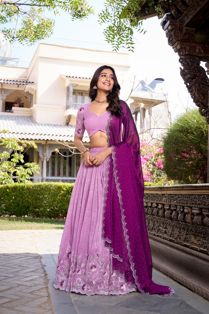 Custom Stitched Embroidered Silk Lehenga Choli Dupatta Wedding Wear