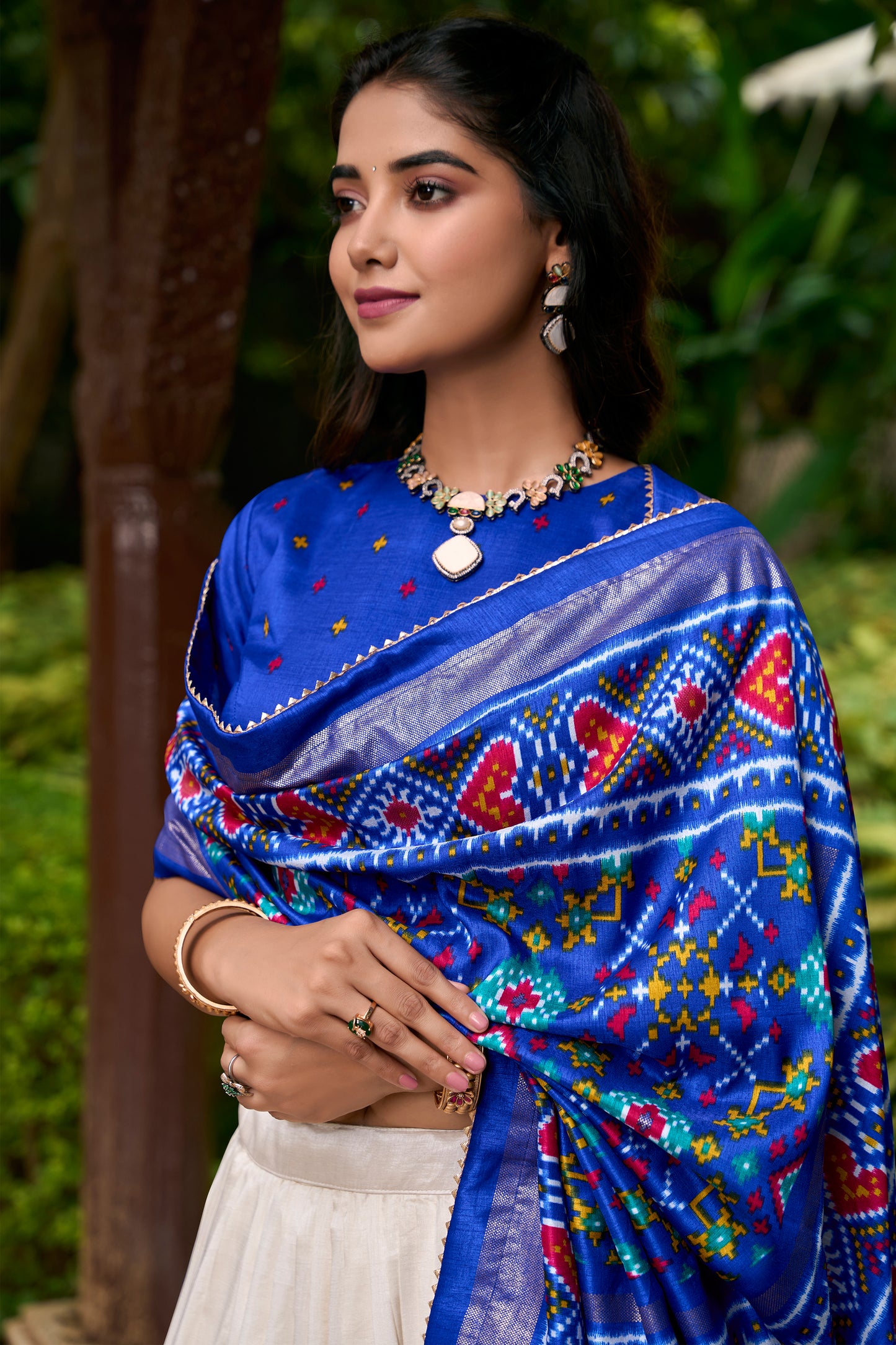 Glamorous Blue Foil Lehenga Choli with Patola Printed Dupatta
