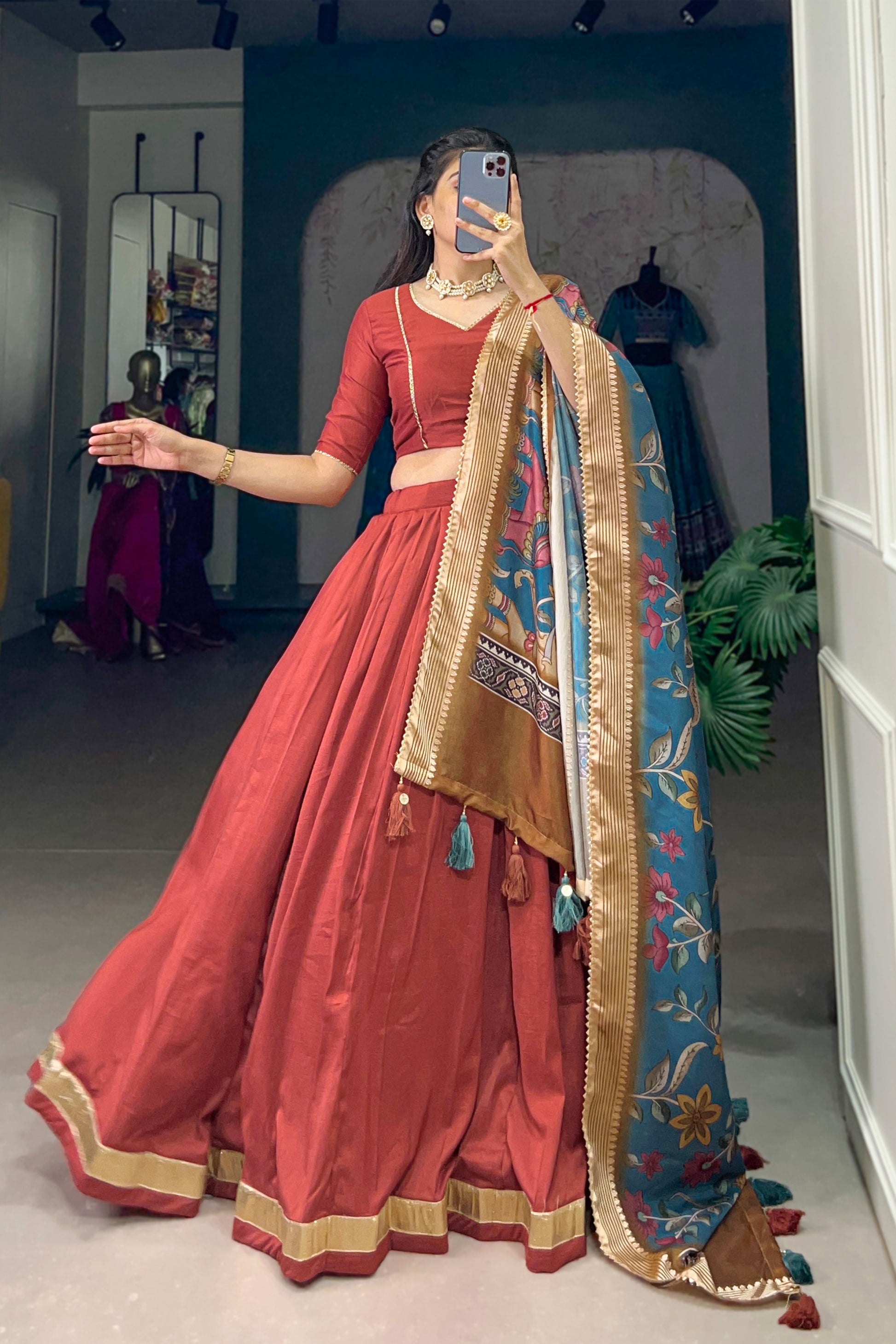Awesome Orange Color Designer Readymade Lehenga Choli With Dupatta
