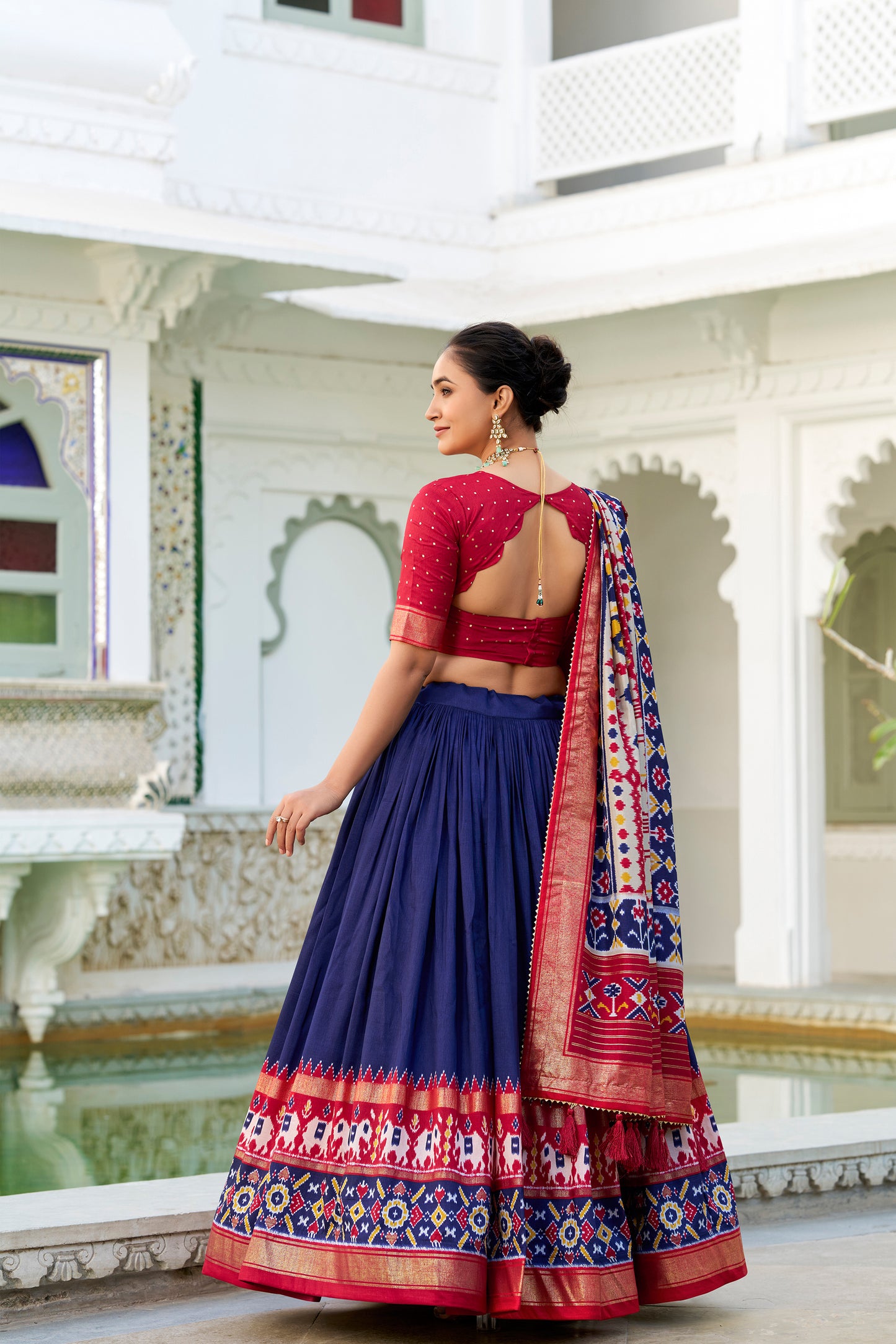 Indian Designer Royal Blue Color Tussar Silk Wedding Wear Lehenga Choli