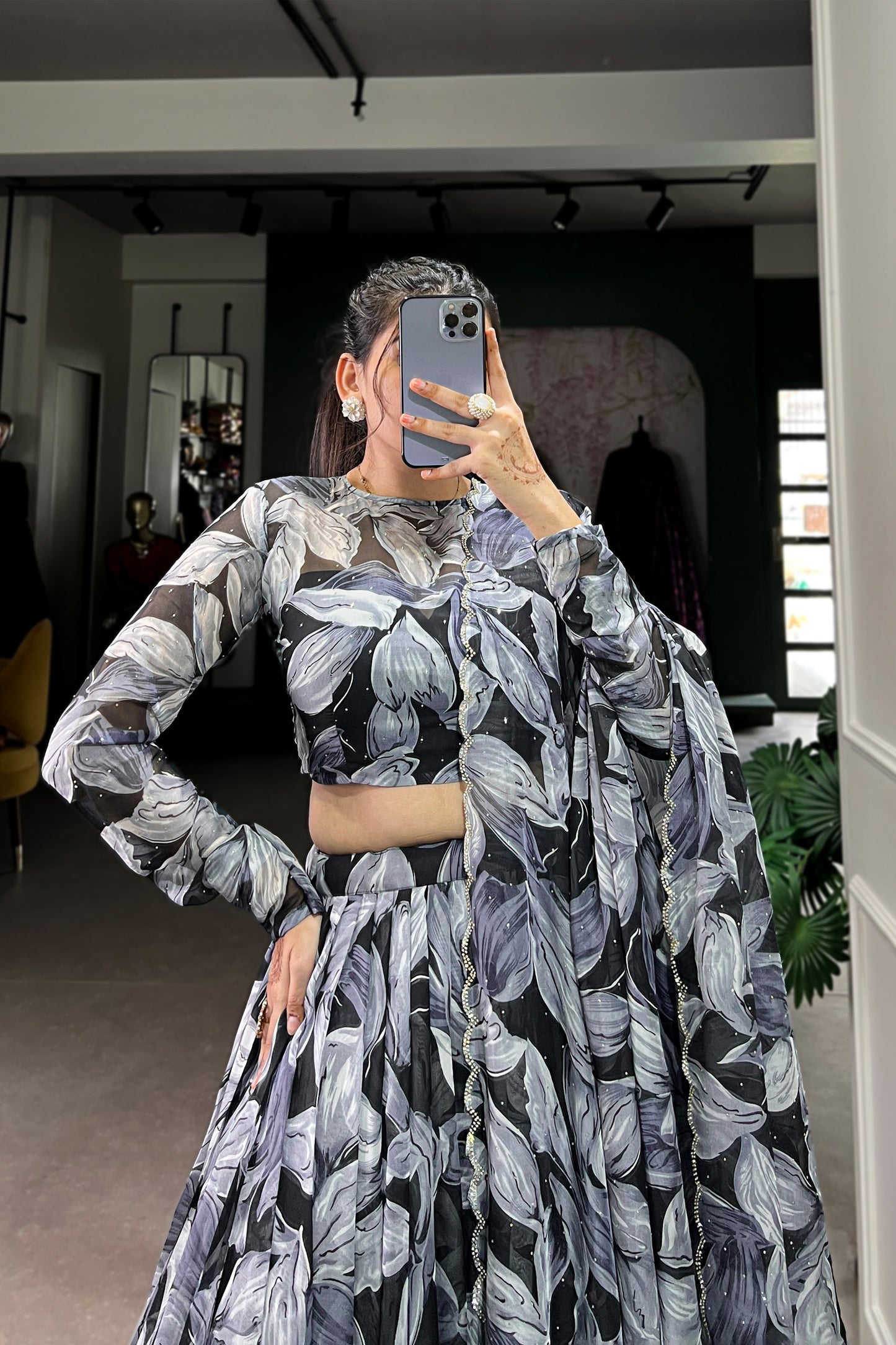 Indian Stylish Dola Silk Embroidery Work Lehenga Choli With Net Dupatta