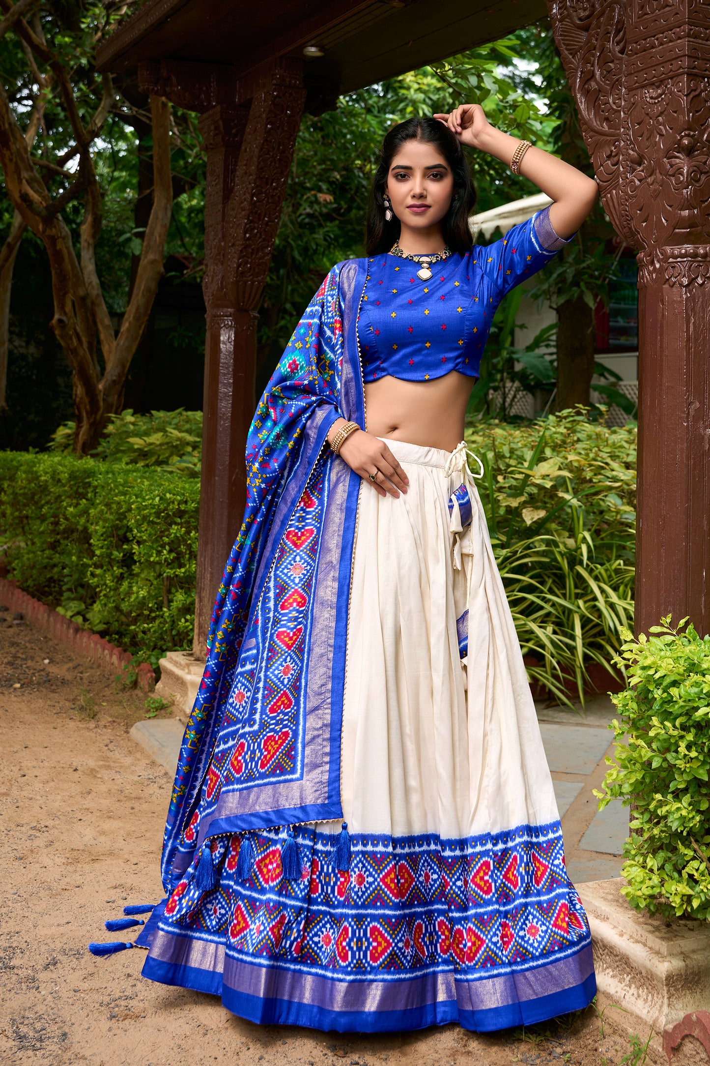 Glamorous Blue Foil Lehenga Choli with Patola Printed Dupatta
