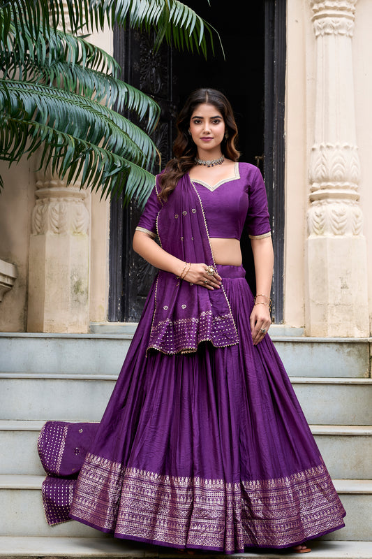 Fascinating Purple Color Designer Lehenga Choli Canada Women's Wear