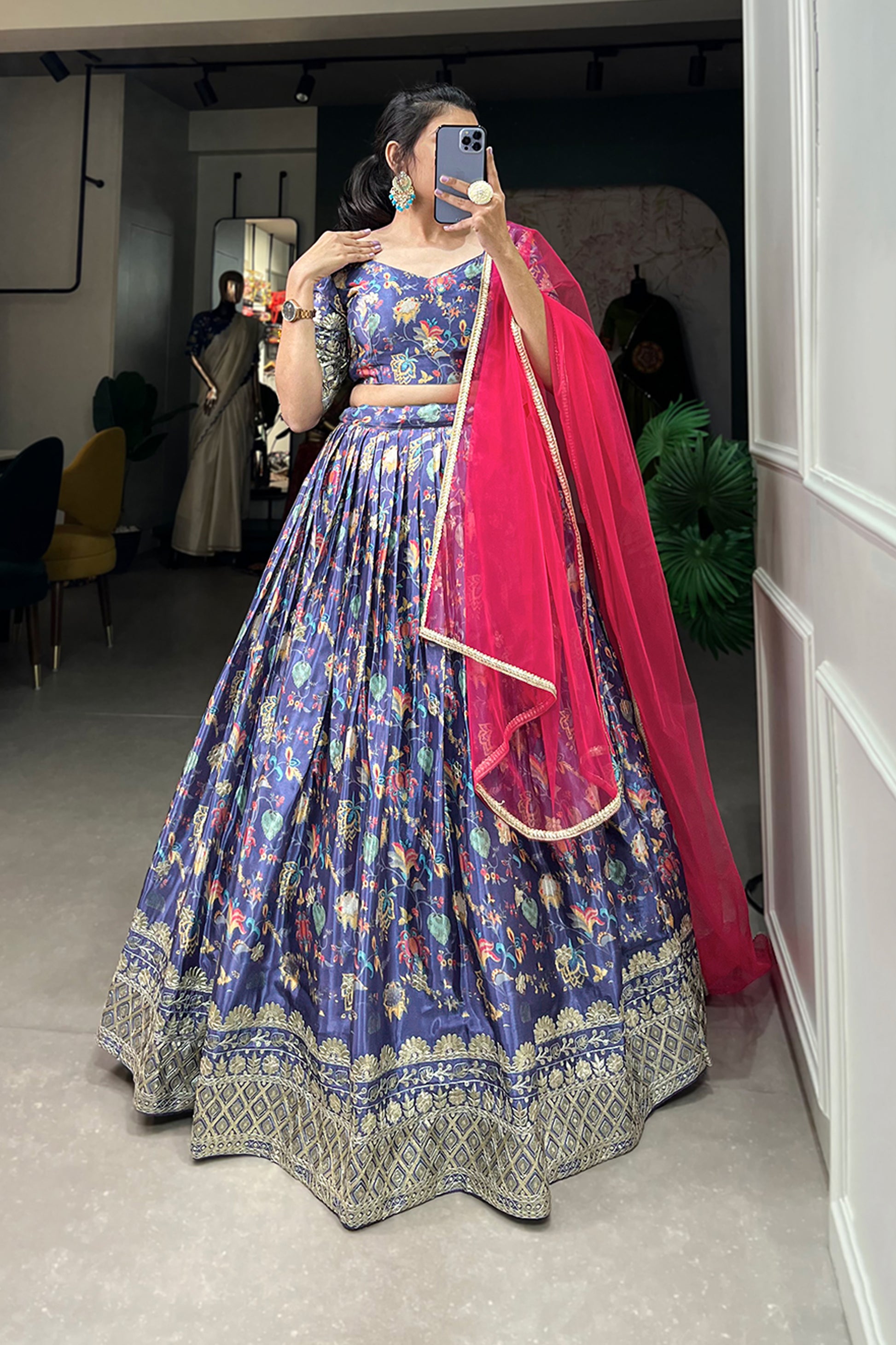 Indian Wedding Party Wear Lehenga Choli With Embroidery And Sequins Work