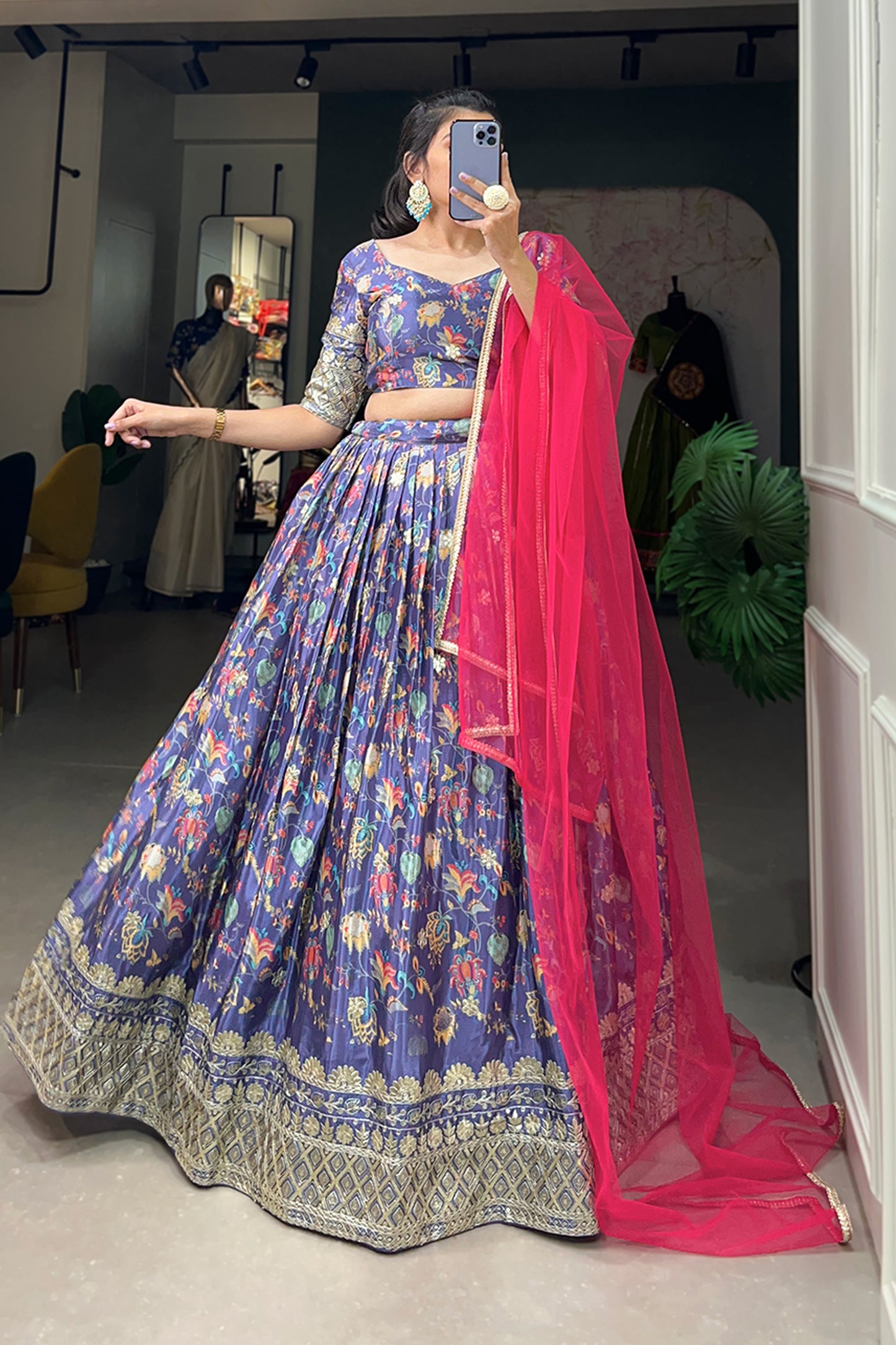 Indian Wedding Party Wear Lehenga Choli With Embroidery And Sequins Work