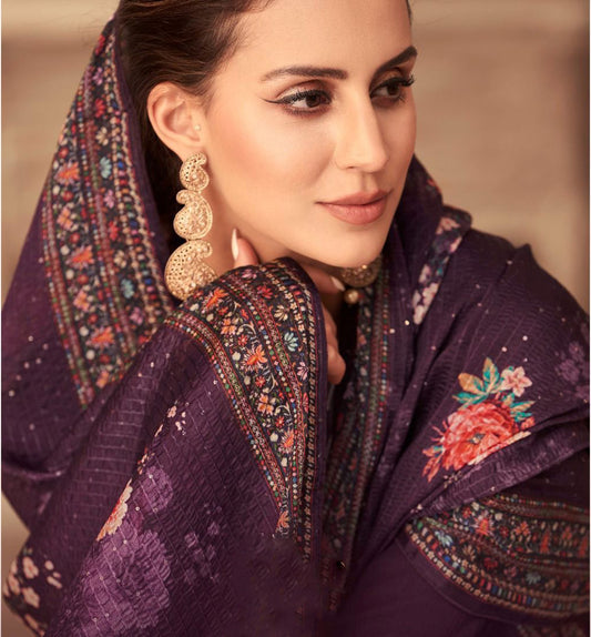 Indian Best Designer Chinon Silk Digital Salwar kameez Plazzo Pant set
