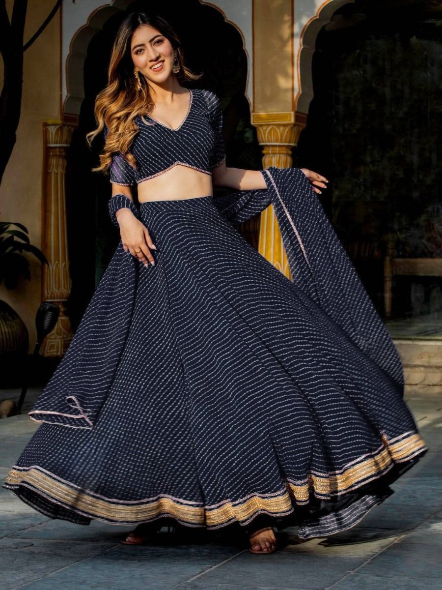Special Occasion Wear Designer Laheriya Print Work Lehenga Choli Set