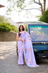 Gorgeous Lavender Bollywood Style Party Wear Women Floral Saree Blouse