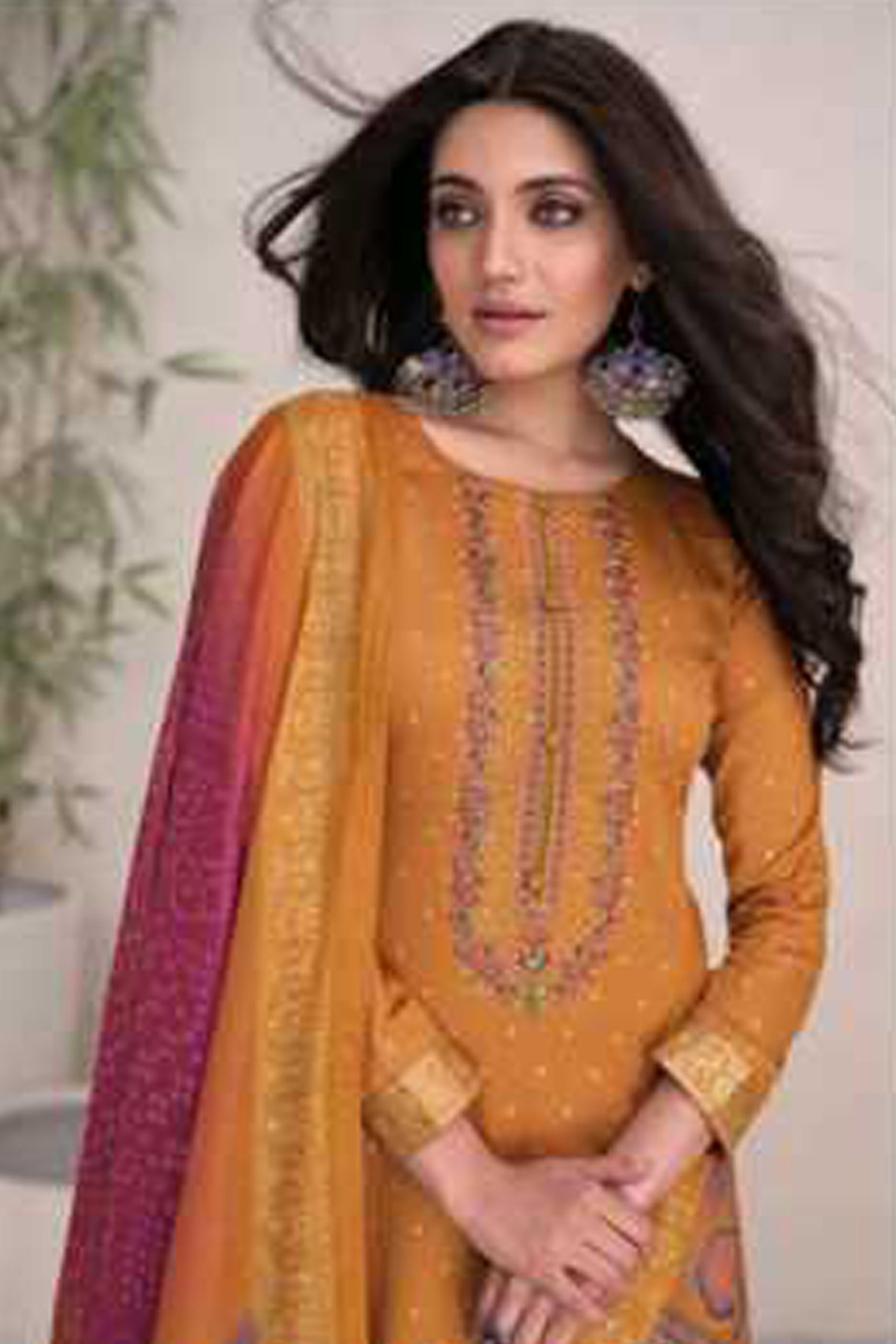 Gray Color Pure Satin Fabric Summer Wear  Salwar Kameez Pant Suit's