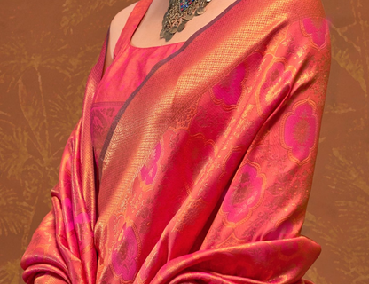 Beautiful Women wear Pink Color Indian Traditional Wedding Wear Saree