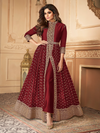 Roka Nikah Wear Pakistani Indian Women's Anarkali Gown in burgandy red