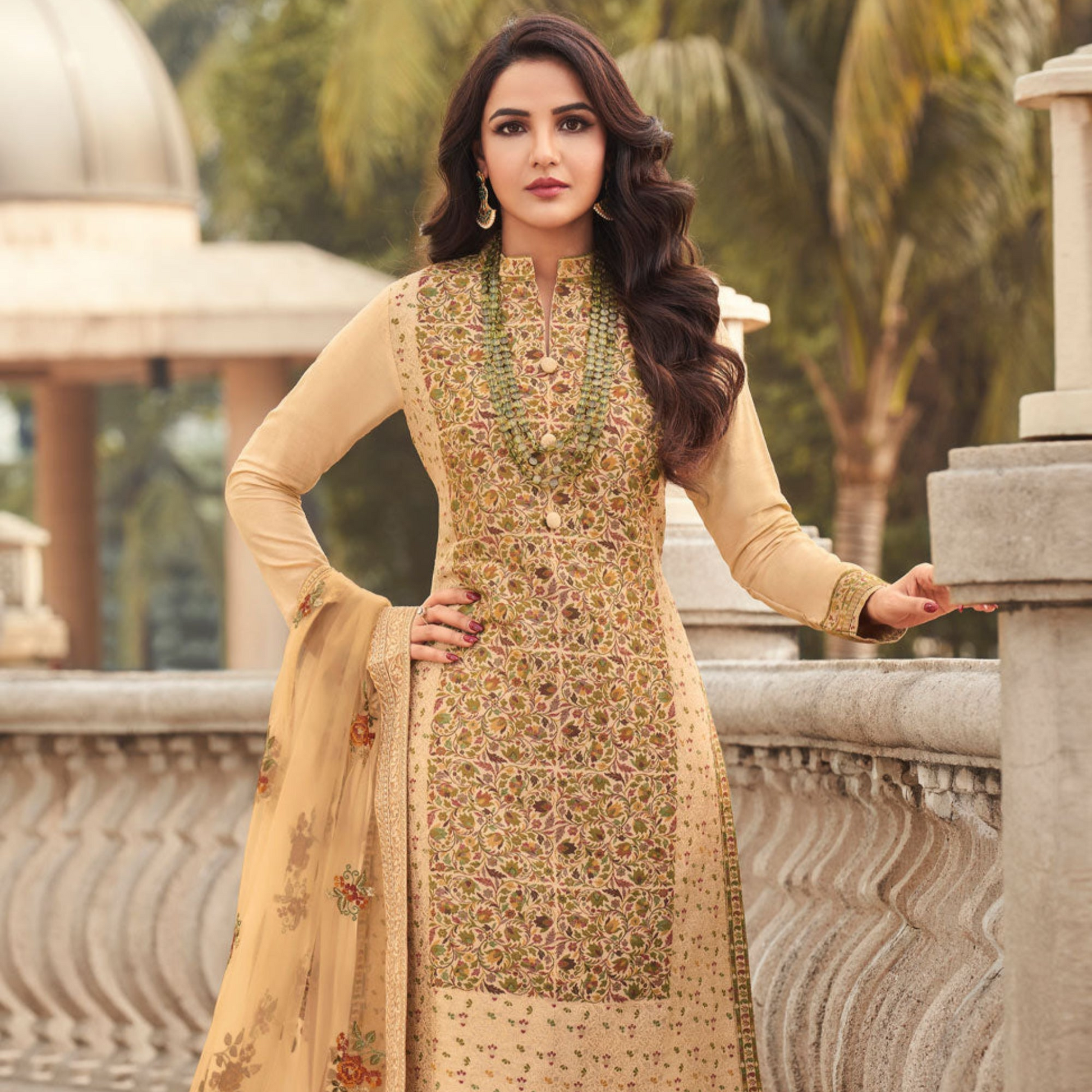 Indian Traditional wear Designer Embroidery Work Shalwar kameez pant suit / Yellow / Unstitch