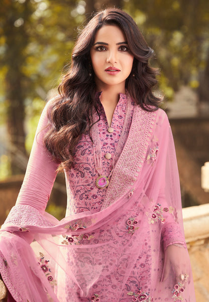 Ramadan-Eid Function Wear Salwar Kameez Pant Suits With Silk Organza Dupatta