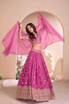Pink Lehenga Choli for Women -Zari Embroidered Designer Flared Lehenga Set