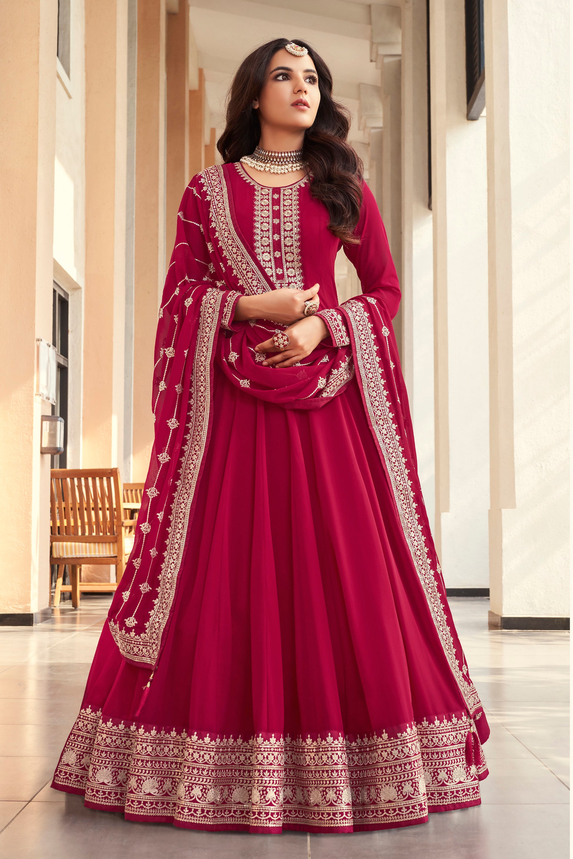 bollywood anarkali dress designs Attractive Mehandi Color Organza Silk With Embroidery And Sequins Work Anarkali Suit