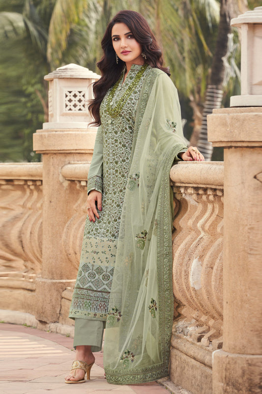 Indian Traditional Designer Organza Fabric Salwar Kameez Pant Suit