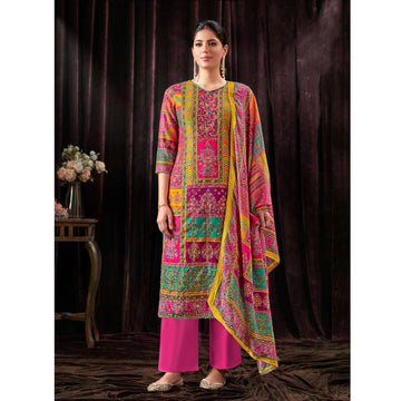 Gorgeous Designer Digital Printed & Mirror Work  Salwar Kameez Plazzo Pant Suit With Dupatta