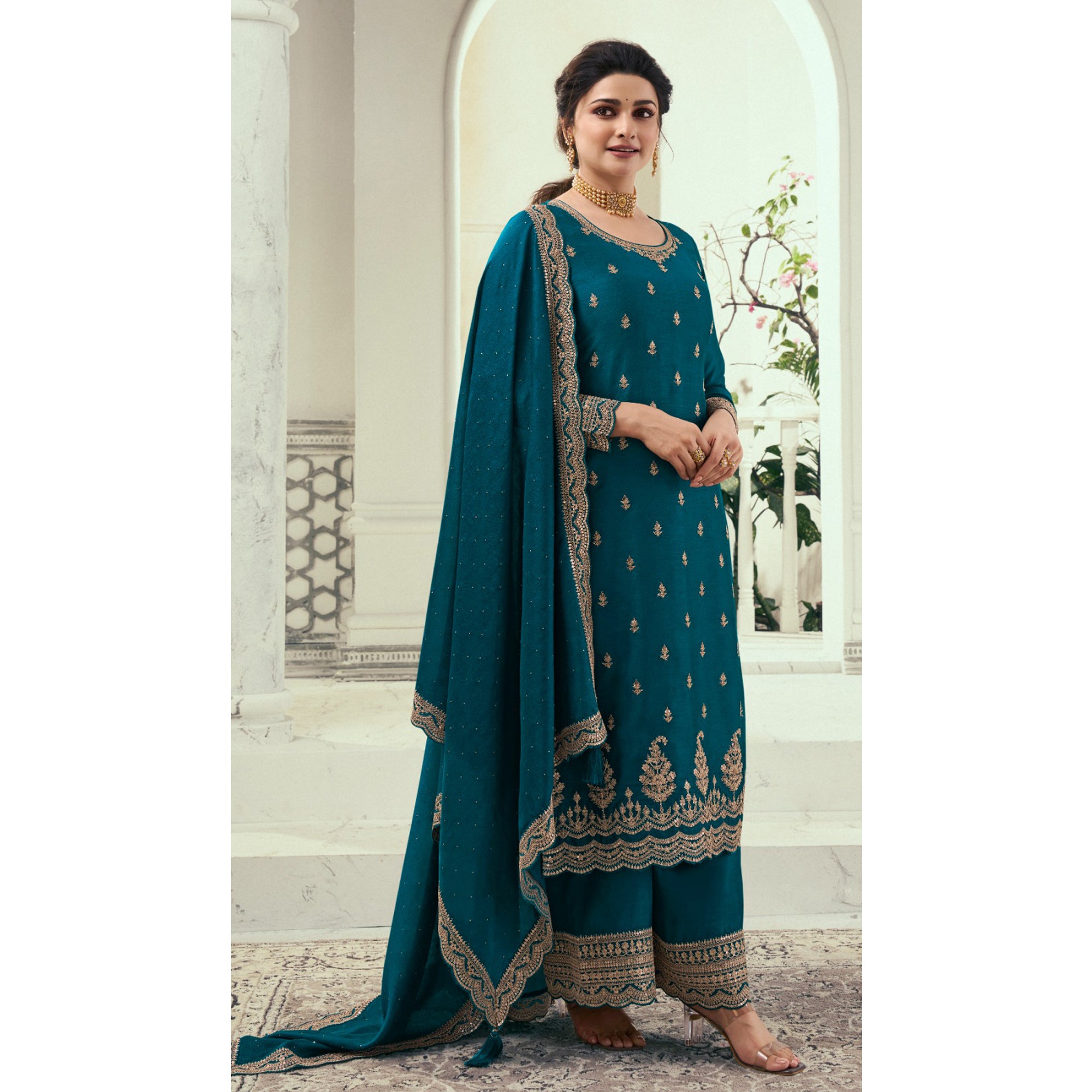 Pakistani Indian Women's Wear Salwar Kameez Dress Embroidery Worked Heavy Plazzo Suits