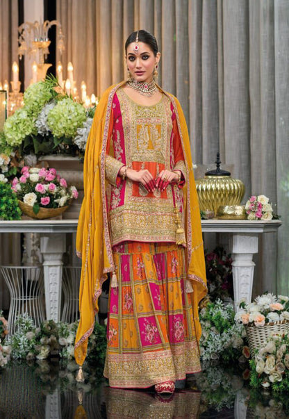 Trendy Designer Heavy Chinon With Embroidery Work Salwar Kameez Sharara Plazzo Suit