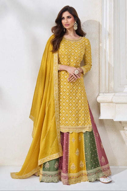 Haldi Function Wear Hevay Embroidery Work Salwar kameez Skirt Suits