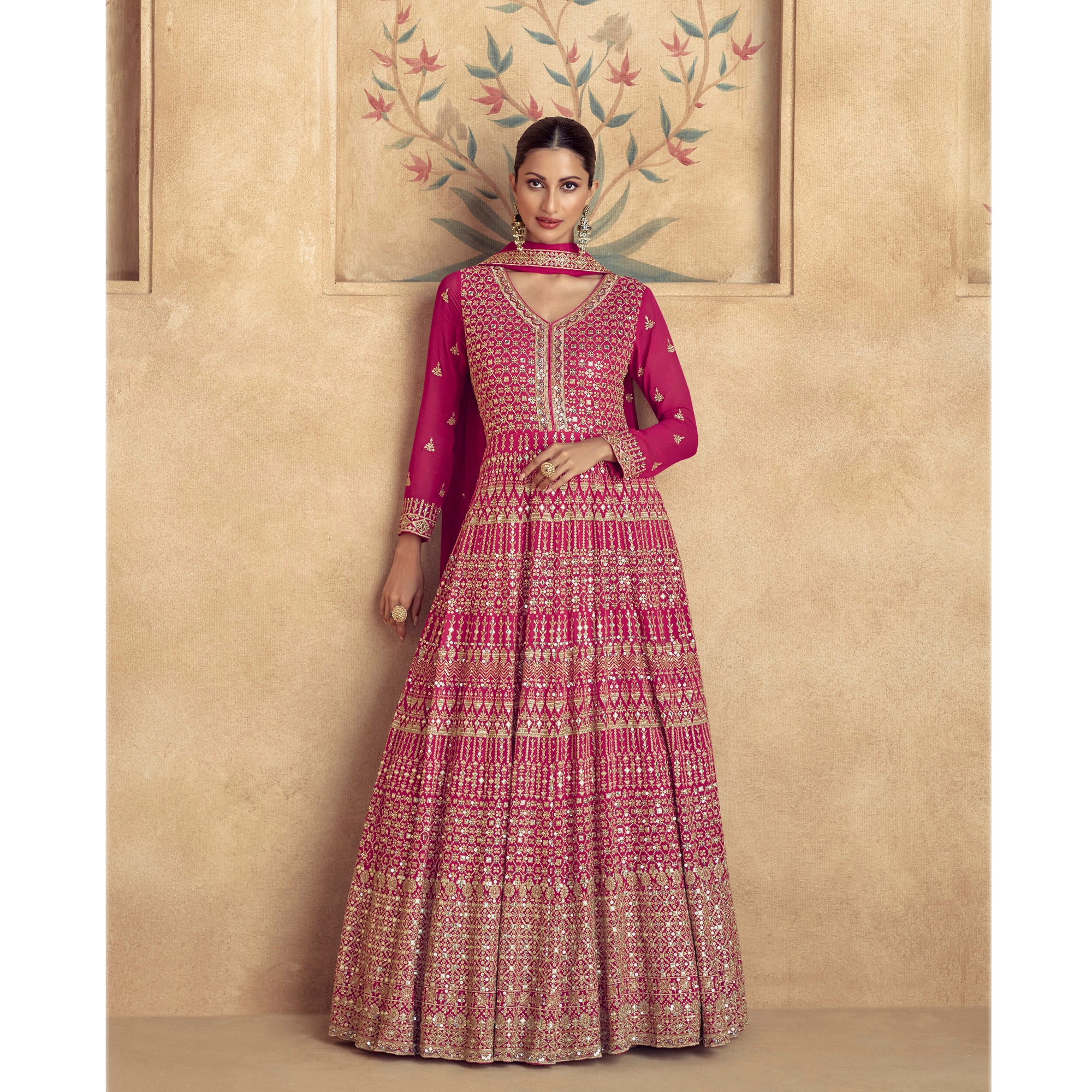 Indian Wedding Designer Heavy Georgette Fabric Party Wear Anarkali Gown Suit