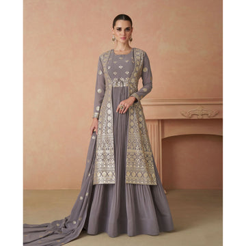Indian Party Wear Heavy Embroidery Work Anarkali Style Suits With Real Georgette Dupatta