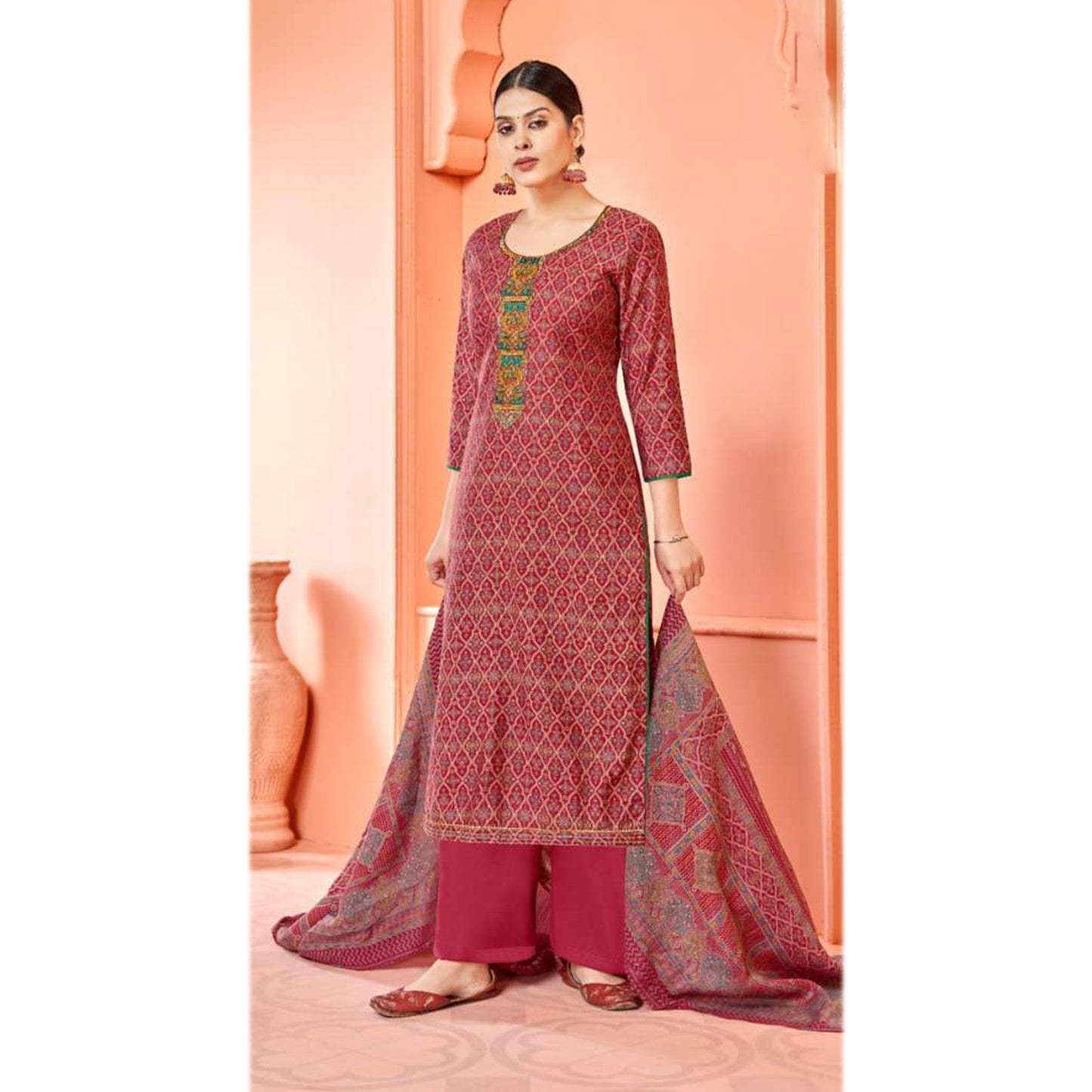 Eid Ramdan Wear Digital Print Worked Salwar Kameez Plazzo Pant Suit